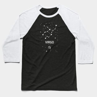 Virgo Zodiac Sign Constellation (White Print) Baseball T-Shirt